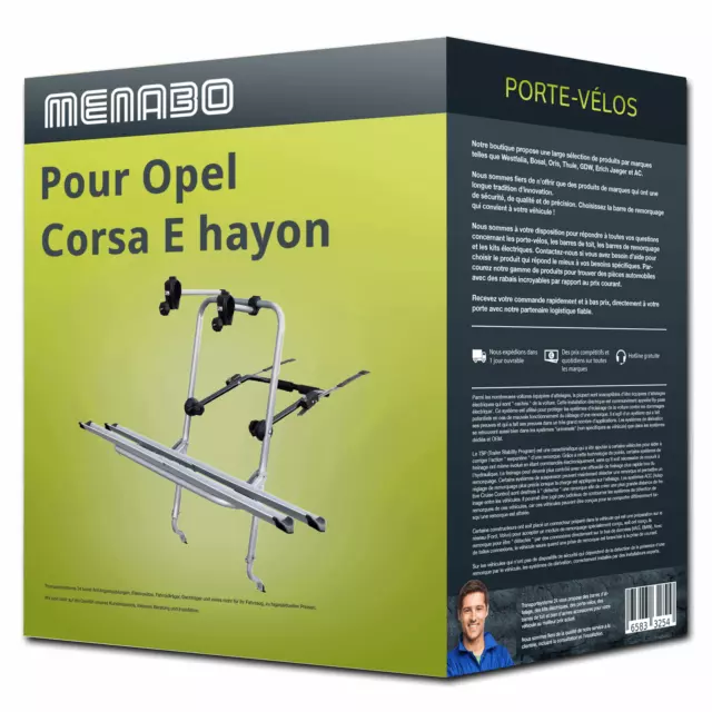 Porte-vélo Menabo Logic 2 pour Opel Corsa E hayon type X15 2 vélos TOP