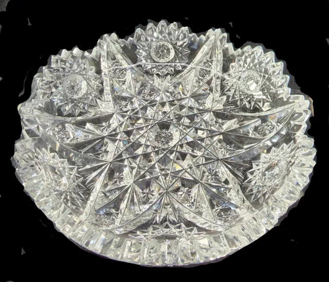 ABP Cut glass dish antique expanding star