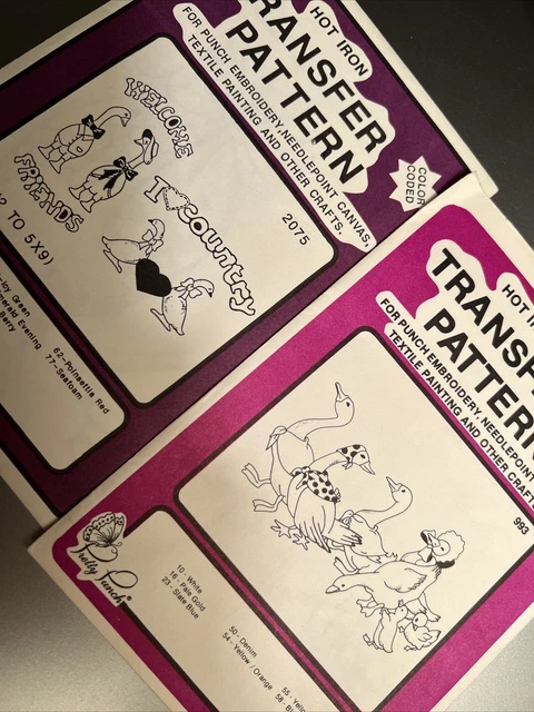 2 Patrones de Transferencia de Hierro Caliente Codificados por Color Pretty Punch 993 2075 Patos