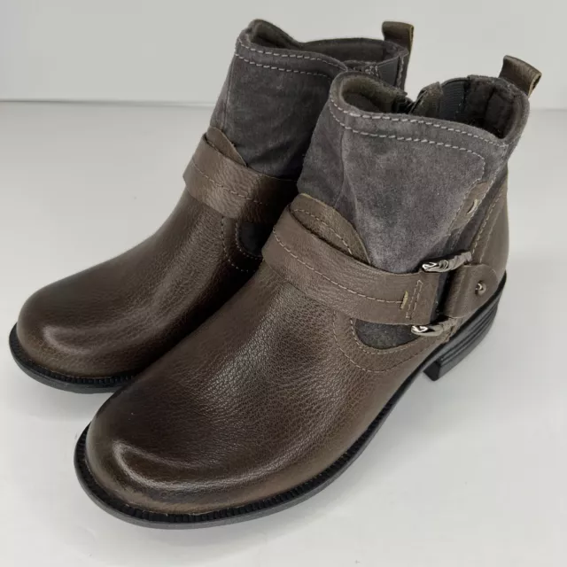 Earth Origins Womens Paris Brown Gray Suede Leather Bootie Size 7M Ankle Boots