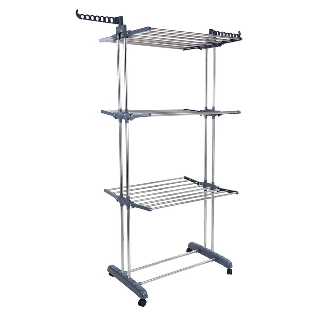 7Penn 3 Tier Large Collapsible Laundry Drying Rack Clothing Hanger on Wheels