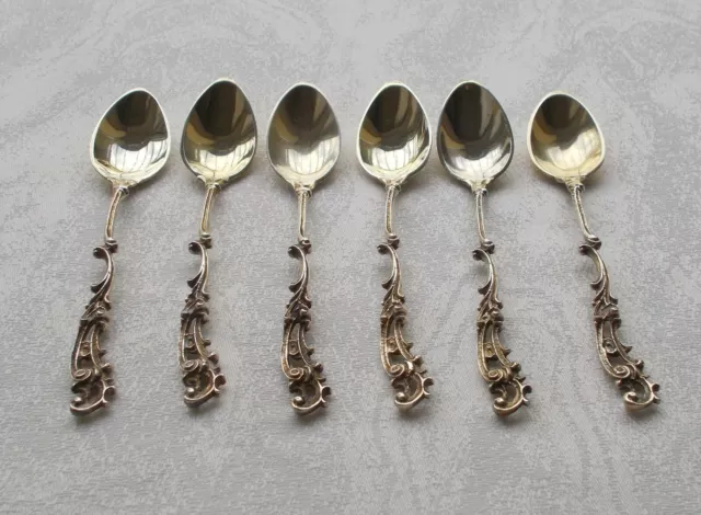 *RAR* Set von 6 Mokkalöffel Durchbruchdekor 800er Silber Rückert, Mainz um 1880