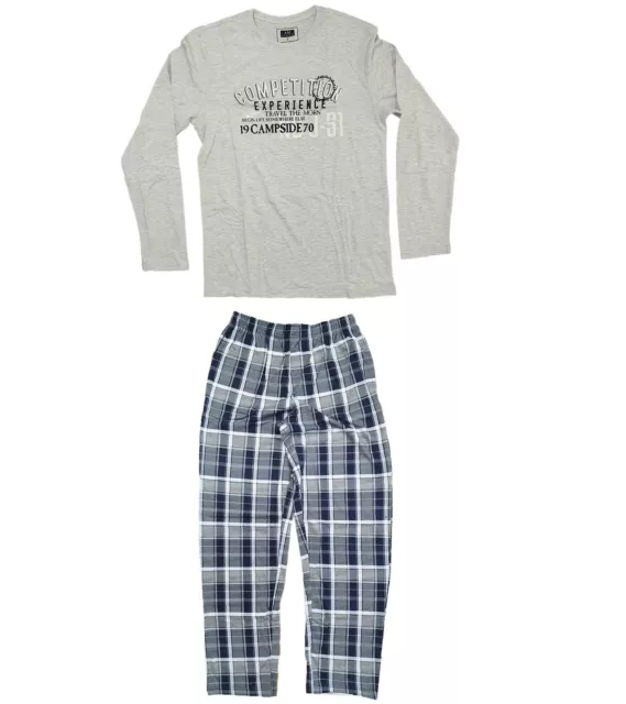 AM Legend Herren Pyjama-Set 2teilig kariert Schlafanzug IAN MPJ 23 Navy/Hellgrau