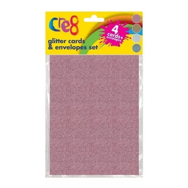 Cre8 Glitter Cards & Envelopes Set, 4pk