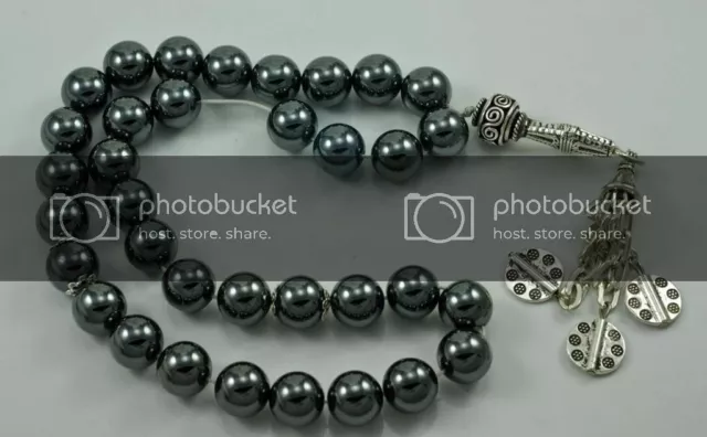 Tasbih Worry Beads Komboloi Hematite 12mm Beads Brushed Silver