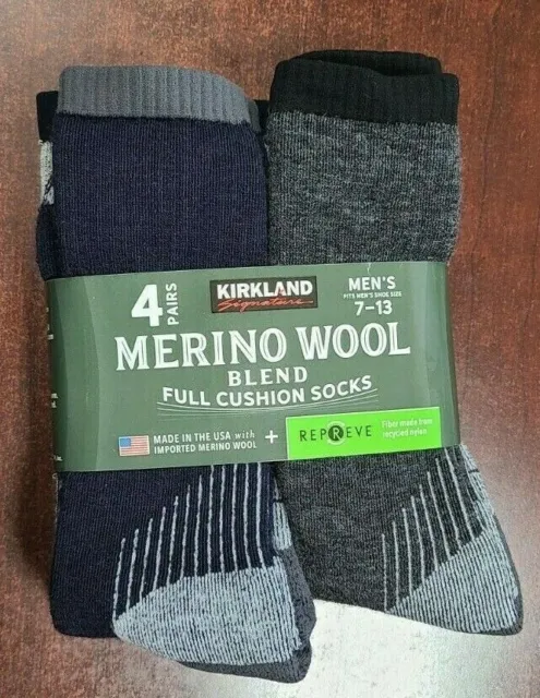 Kirkland Signature Merino Wool Mens 7-13 Outdoor Hiking Trail Socks Full Cushion