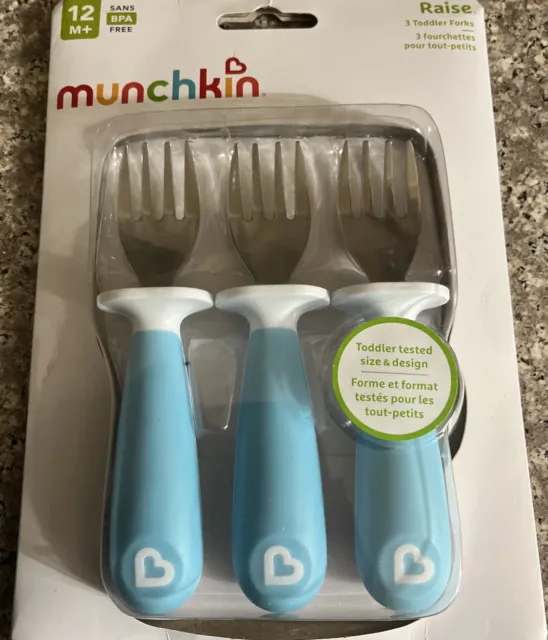 Munchkin 3 Toddler Forks Blue New Sealed BPA Free 12+ mo