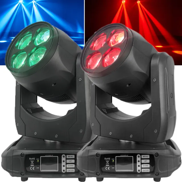 2X U’King 4x50W RGBW 4 in 1 Bee Eye LED Beam Light Moving Head DMX521 Control