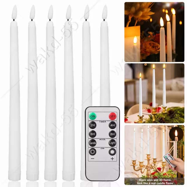 6 Set Stabkerzen LED Warm Weiß Kerzen mit Timer Fernbedienung Weihnachten Dekor