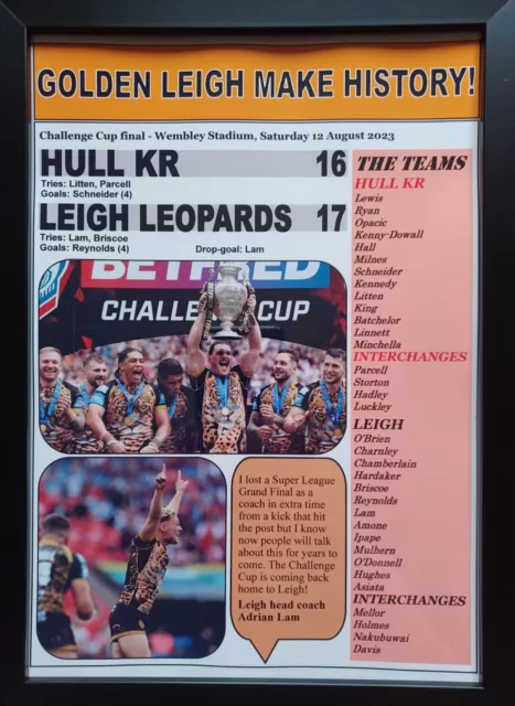 Hull KR 16 Leigh Leopards 17 - 2023 Challenge Cup final - souvenir print