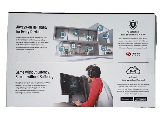 ASUS AC3100 RT-AC88U Dual-Band Extreme Wi-Fi Gaming Gigabit Router $126 ...