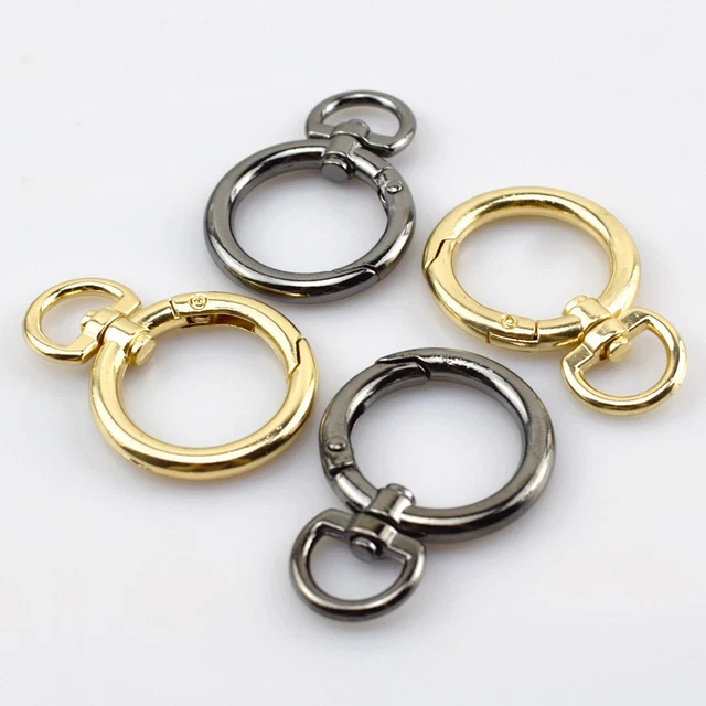 Metal rotary snap trigger spring door double ring key ring buckle bag hook