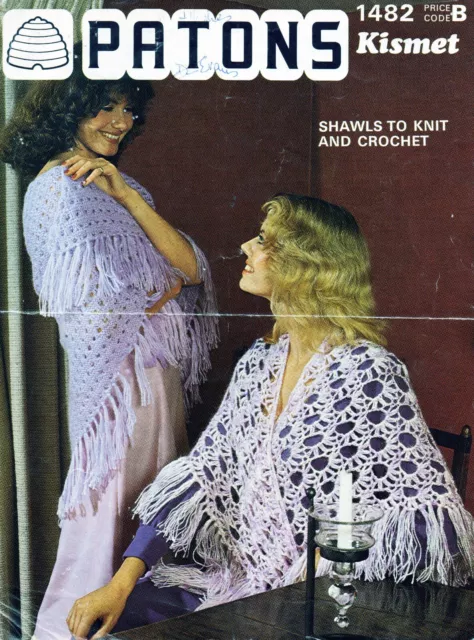 ~ Vintage 1977 Patons Strick- & Häkelmuster für zwei schöne Spitzentücher ~