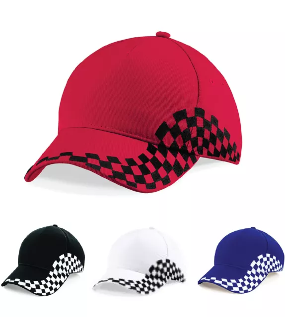 Grand Prix Cap (B159) Checked Formula One Racing Baseball Hat - 4 Colours
