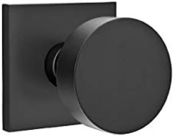 Door knob set passage black emtek round knob square rossette