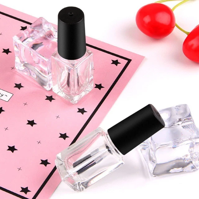 Botella transparente de esmalte de uñas vacío con tapa de cepillo (5 piezas, 4 ml/5 ml/15 ml)