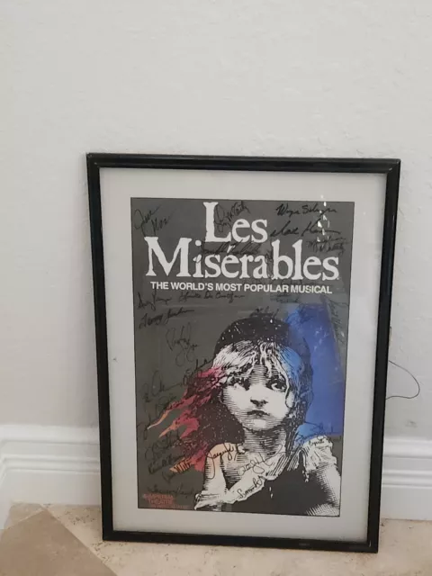 Vtg Les Miserables Original Broadway Musical 14x22 Poster Signed by Cast 1995-97