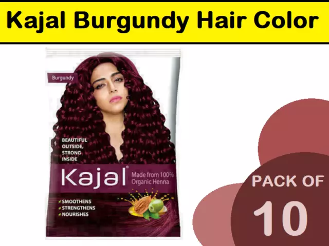 10 x12g Kajal Burgundy Henna Powder Hair Color Made from 100% Pure Organic Henna