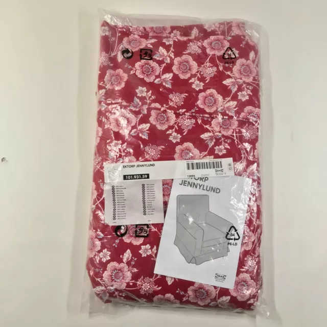 IKEA EKTORP JENNYLUND Poltrona Sedia Fodera Cover Rosso Bianco Fiori  101.931.59 EUR 122,72 - PicClick IT