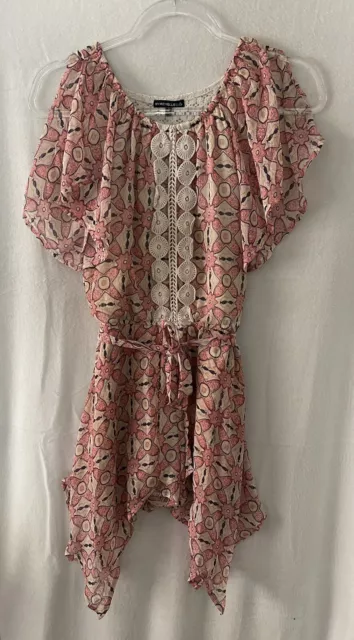 My Michelle Girls L Romper Multicolor Scarf Skirt Overlay Geometric Pattern Lace