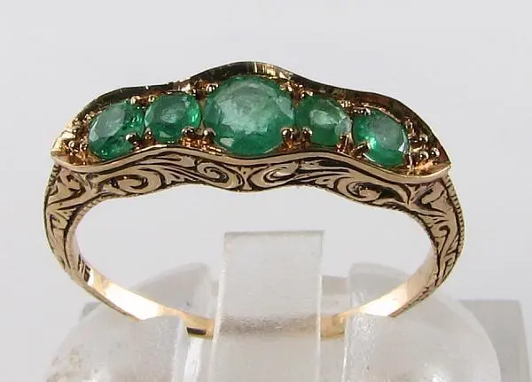 ENGLISH 9K 9CT Gold Colombian Emerald  Diamond Art Deco Ins Ring Free  Resizing £329.00 PicClick UK