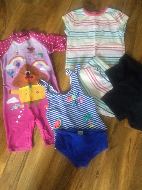 Girls Bundle Age 4-5 Hey Dubbed Surfsuit, M&S Bikini, Short Pyjamas And PE Short