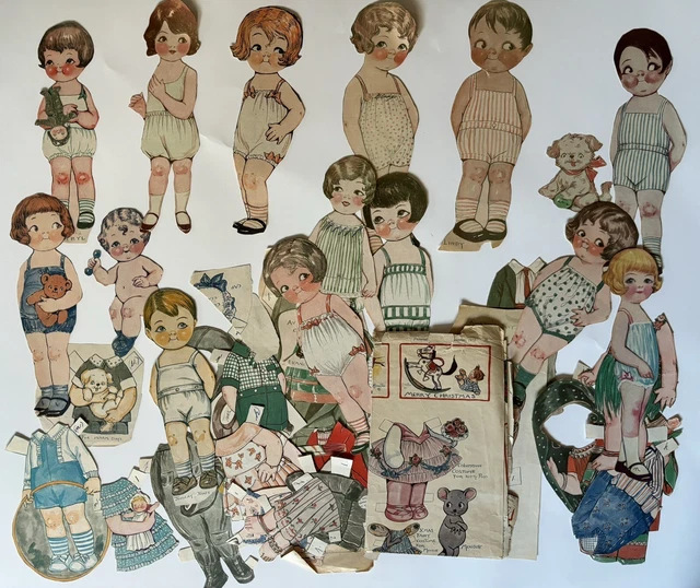 LOT OF ORIGINAL Dolly Dingle Paper Dolls w/Outfits Grace Drayton Cut