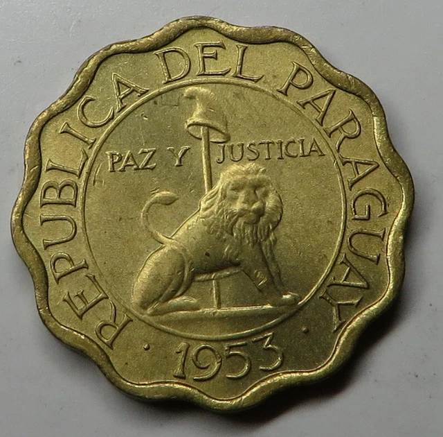 Paraguay 10 Centimos 1953 Aluminum-Bronze KM#25 UNC