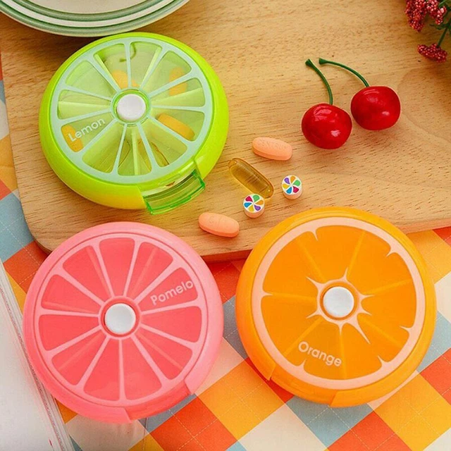 1pc Pill Box Round Outdoor Travel Pill Cases Portable Rotating Medicine Bo'S BII