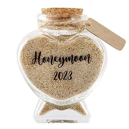 Honeymoon Sand Keepsake Jar, Romantic Honeymoon Gifts for Heart Shaped Jar-2023