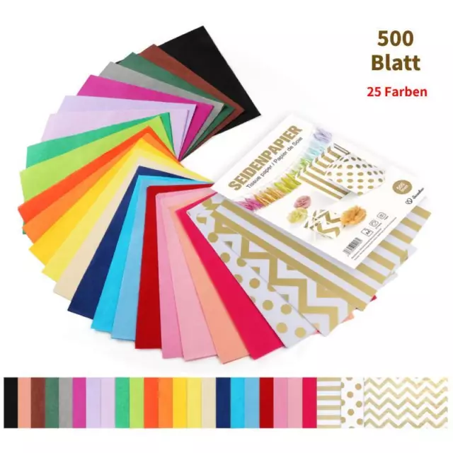 500 Blatt Seidenpapier 25 Farben A4 Porzellan Geschirrpapier Packpapier