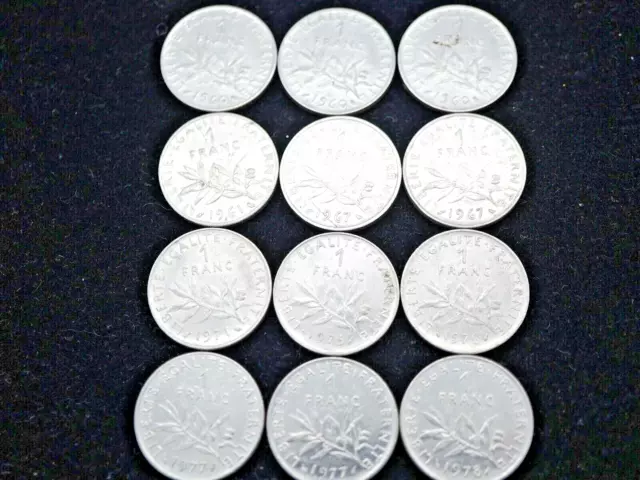 Konvolut Münzen Frankreich 1 Franc 12 Stück