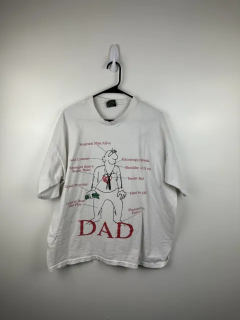 Vintage Dad T Shirt USA Made Funny Father's Day White Tee Men's Size XL