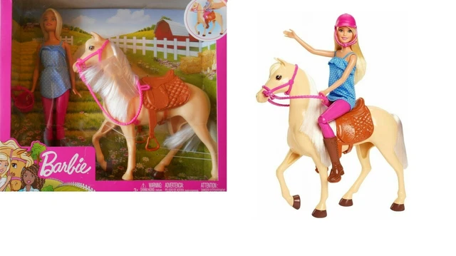 Barbie Mattel 2002 cheval rose cheveux roses et selle RARE