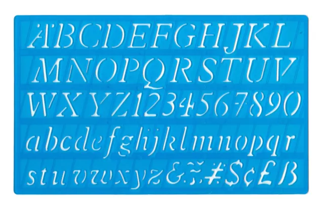 20mm ITALIC FONT UPPER & LOWER CASE ALPHABET LETTERS & NUMBERS STENCIL TEMPLATE
