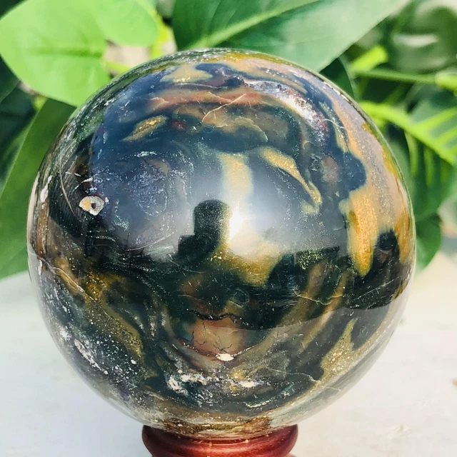 374g Natural Ocean Jasper Ball Quartz Crystal Geode Mineral Specimen Healing