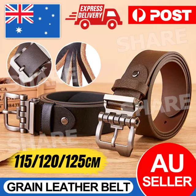 Men Top Grain Genuine Cowhide Leather Casual Dress Jean Belt Gunmetal Buckle