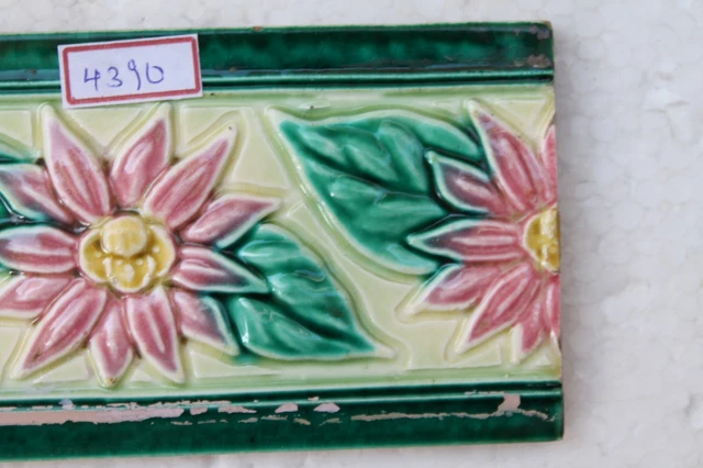 Old Circa 1930 Vintage Artdeco Ceramic Tile Border Made In Japan NH4390 9