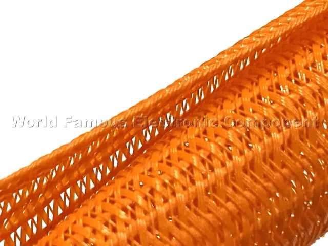 1/2" Orange Split Braided Cable Sleeving , Split Loom , Wrap -USA 3