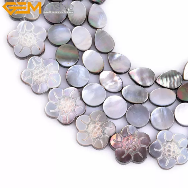 Wholesale Genuine Natural  Shell Flower Beads For Jewelry Making 15" Gem-inside