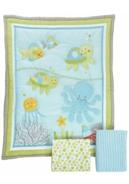 Little Bedding By NoJo ~Ocean Dreams 3 Piece Crib Bedding Set ~ So Cute ! Little Bedding By NoJo ~Ocean Dreams 3 Piece Crib Bedding Set ~ So Cute !