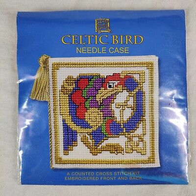 Kit de estuche con aguja para pájaro celta decorativo en miniatura contado punto de cruz tarjeta de regalo