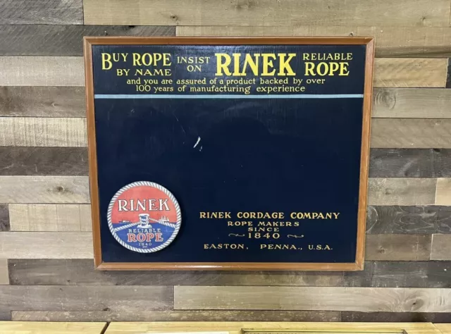 Vintage 1870 “Rinek Cordage Company” Wooden Store Display Sign