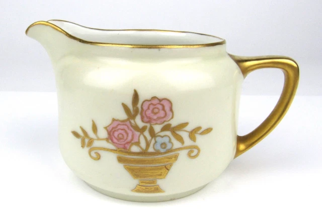 KPM Silesia Porcelain Floral Flowers Gold Trim Creamer Germany (1904-1927)