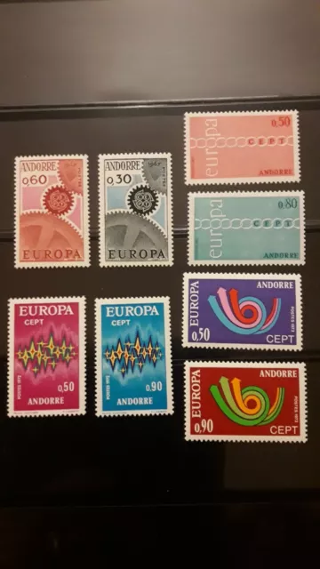 Timbres 4 paires Andorre 179 à 227 EUROPA 1967/73 Europe neuf luxe cote 156€