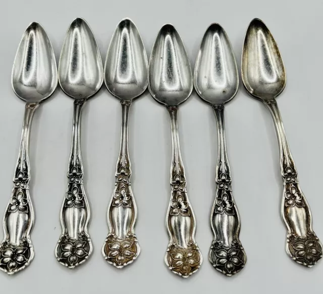 6 Piece Silverplate Antique Citrus Spoons ARBUTUS 1910 By Wm Rogers & Son AA