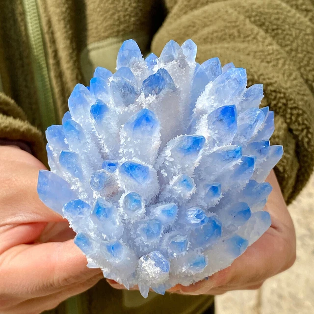 1.27LB New Find sky blue Phantom Quartz Crystal Cluster Mineral Specimen Healing