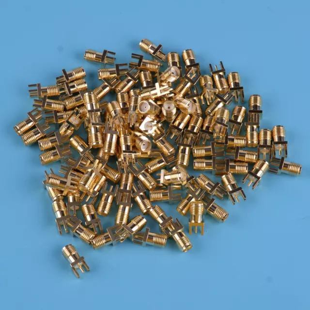 100pcs Gold SMA Female Solder PCB 1.6mm Edge Mount RF Connector