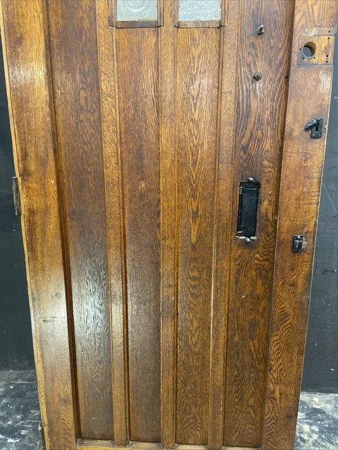 Solid Oak Front Door Arts Crafts Old Period Antique Glass Reclaimed Wood Iron 10