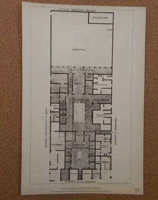 Antique Architects print Plan Of The House Of Pansa Pompeii The builder
